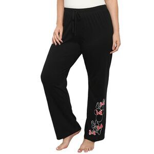 New Womens Plus Size Disney Minnie Mouse Pajama Pants Lounge Wear Bows Black